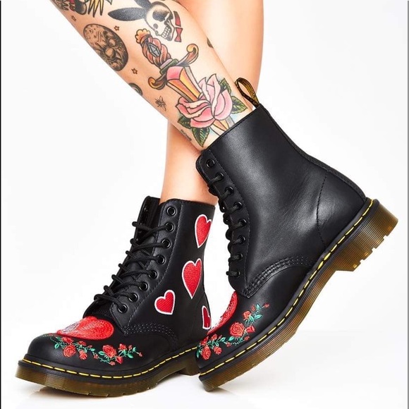 Dr. Martens Shoes - Dr. Martens 1460 Pascal Sequin Hearts Boots